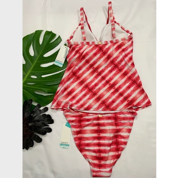 NWT$134 Sunsets [ 34E/ 32F/ 30G ] Forever Tankini & Wild Thing Bikini Bottom SET - Picture 2 of 12